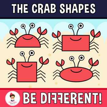 Preview of Crab Shapes Clipart Geometry Math 2D Summer Animal Beach