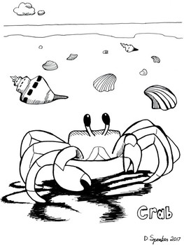 crab on beach drawing