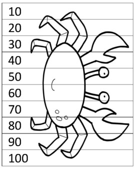 Preview of Crab-themed sequence puzzle, numbers 10,20,30,40,50,60,70,80,90,100