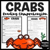 Crabs Reading Comprehension Worksheet Invertebrates Ocean 