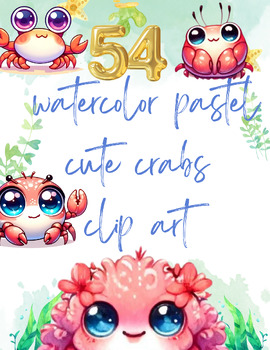 Preview of Crabtastic Creations: Watercolor Pastel Crab Clip Art Collection