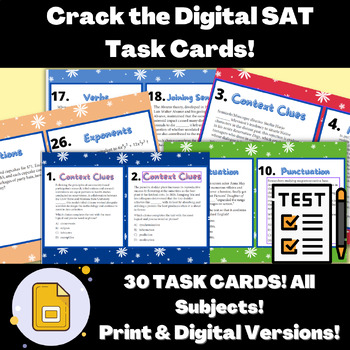 Preview of Crack the Digital SAT 2024: ALL SUBJECTS Task Cards with Answer Key! 