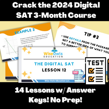 Preview of Crack the 2024 Digital SAT 3-Month Course: 14 Lessons & Google Slides! No Prep!