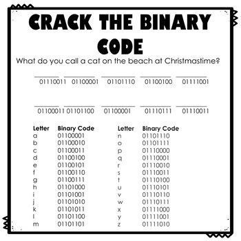 crack the binary code christmas worksheets by thweatthearts tpt