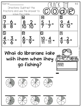 Crack the Code Adding & Subtracting Fractions l Back-To-School Themed