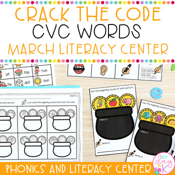 Preview of March Short Vowel CVC Word Activities | Kindergarten Phonics & Literacy Center