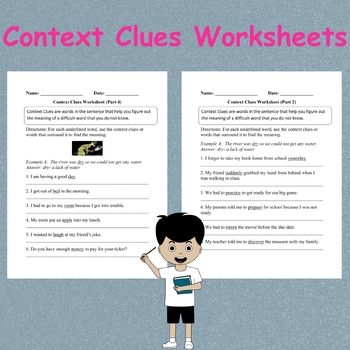 Preview of  Context Clues Worksheets and activities for Vocabulary Mastery