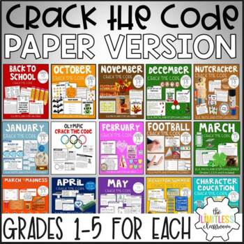 October Crack the Code Grades 1-5 | Printable Teacher Resources | The  Limitless Classroom