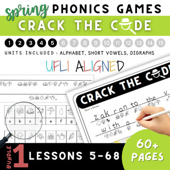 Preview of SET 1 Crack the Code! Hidden Message Game: Spring Centers *UFLI Aligned* #5-68