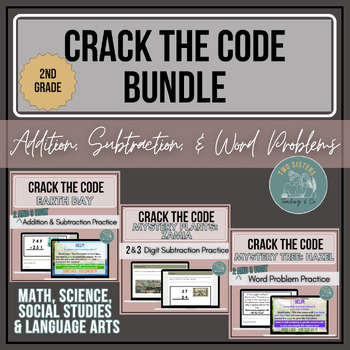 Preview of Crack the Code Math | 2nd Grade Activity Bundle | Earth Day + Plant Needs Game
