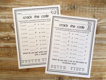 crack the code math christmas edition addition and subtraction tpt
