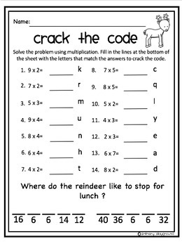 Crack the Code Math Christmas Edition Multiplication by Primary Playground