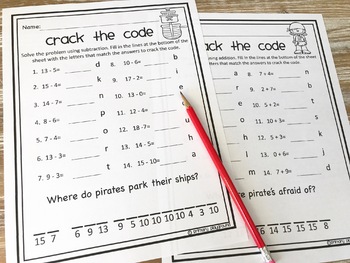 Crack the Code Math Spring Edition Addition and Subtraction No Prep -  Primary Playground