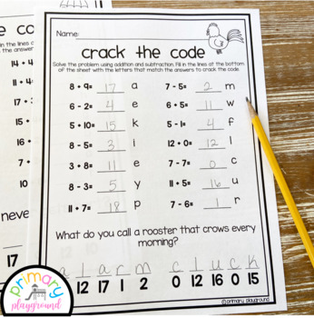 Crack the Code Math Spring Edition Addition and Subtraction No Prep -  Primary Playground