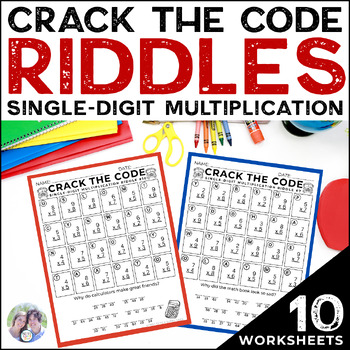 Crack the Code Multiplication Facts Riddles | Single Digit Math Facts ...