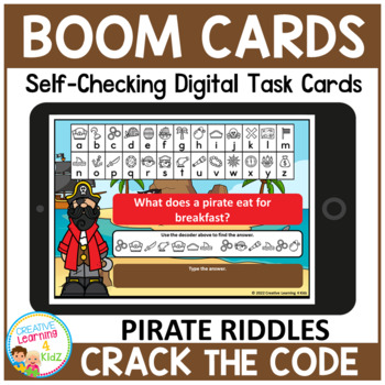 Preview of Crack the Code Pirate Riddles Secret Code Boom Cards