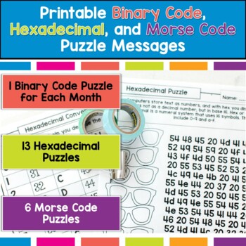 Preview of Crack the Code Puzzles for Technology Class Printable Worksheets