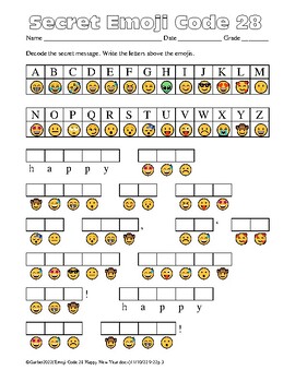 New Year Crack the Code with Answers and black and white copies