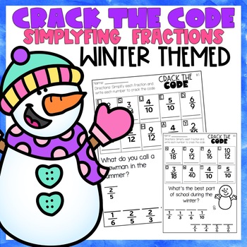 Preview of Crack the Code | Simplifying Fractions | Winter Themed