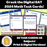 Crack the Digital SAT Math Task Cards 2024 w Answer Key! NO PREP!