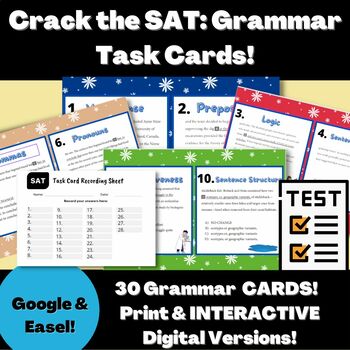 Preview of Crack the SAT: Grammar Task Cards Review Game!