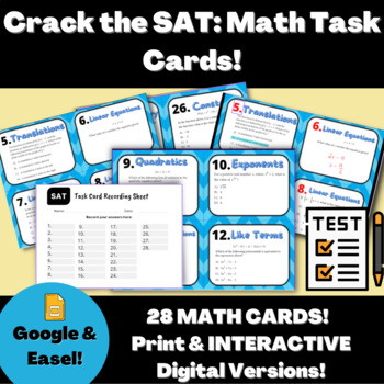 Preview of Crack the Digital SAT 2024: Math Task Cards Review Game! NO PREP!