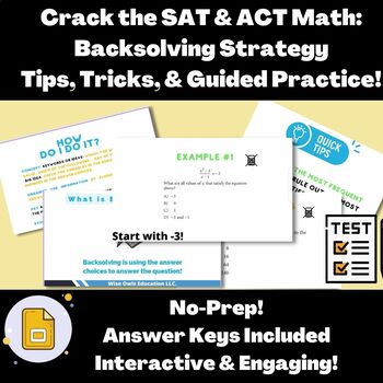 Preview of Crack the SAT and ACT Math 2024: Backsolving Strategy with Tips & Practice!