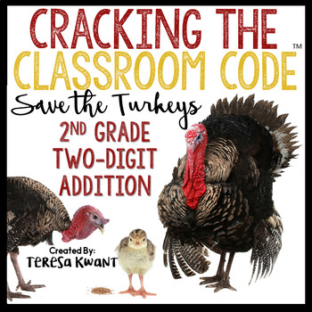 Preview of Cracking the Classroom Code™ 2nd Grade Thanksgiving Addition Math Escape Room