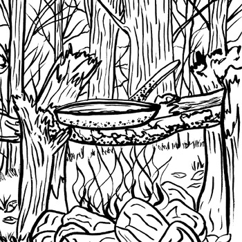 Preview of Crackling Camp Fire Coloring Book Page For Teens and Adults