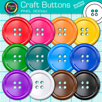 Preview of Craft Button Clipart: 13 Rainbow Sewing Clothing Button Clip Art Transparent PNG