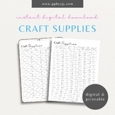 Craft Supply Tracker Printable Template | Art Supplies Cab