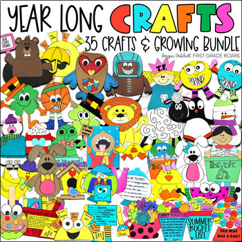 Preview of Craft Year Long Growing Bundle Bulletin Board Display