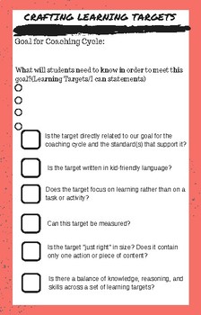 Preview of Crafting Learning Targets