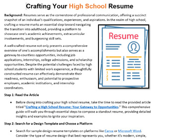 Preview of Crafting Your High School Resume - Rubric included!