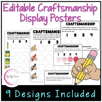 Preview of Craftsmanship in Art Classroom Examples | EDITABLE