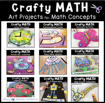 Preview of Crafty Math Bundle 1: 9 Simple 1st Grade Math Crafts Projects Centers Worksheets