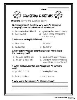 Reading Comprehension Packet (winter/ holiday) - Cranberry Christmas