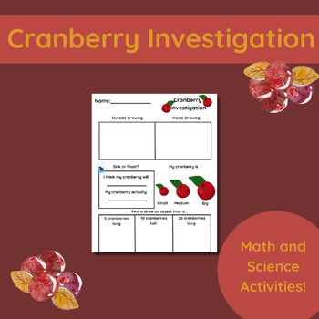 Preview of Cranberry Investigation | Math and Science Activities