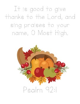 Cranberry Thanksgiving Bible Verse Printable (Psalm 92:1)