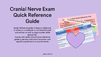 Preview of Cranial Nerve Exam Quick Reference Study Guide SLP