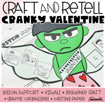 Preview of Crankenstein Valentine Story Retell | Valentines Day Craft | Sequencing Stories