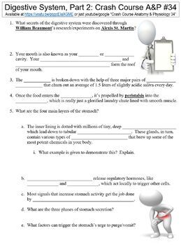 Preview of Crash Course Anatomy & Physiology #34 (Digestive System, Part 2) worksheet