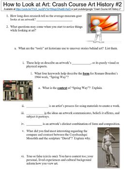 Preview of Crash Course Art History #2 (How to Look at Art) worksheet