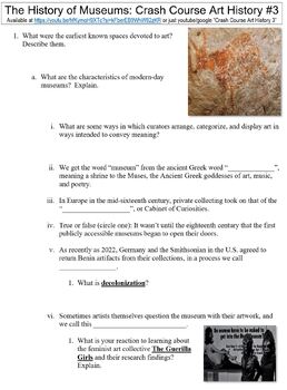 Preview of Crash Course Art History #3 (The History of Museums) worksheet