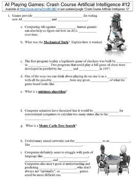 Preview of Crash Course Artificial Intelligence #12 (AI Playing Games) worksheet