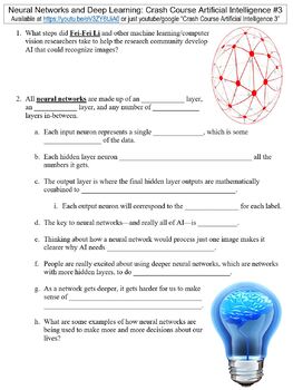 Preview of Crash Course Artificial Intelligence #3 (Neural Networks) worksheet