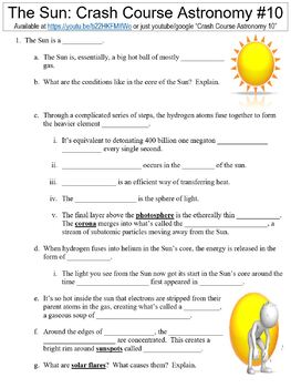 Preview of Crash Course Astronomy #10 (The Sun) worksheet