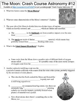 Preview of Crash Course Astronomy #12 (The Moon) worksheet