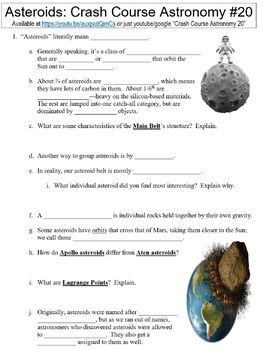 Preview of Crash Course Astronomy #20 (Asteroids) worksheet