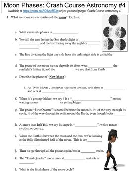 Preview of Crash Course Astronomy #4 (Moon Phases) worksheet
